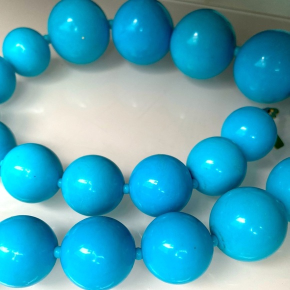 VTG KJL KENNETH JAY LANE Turquoise Graduated Beaded Statement Necklace - Picture 2 of 8